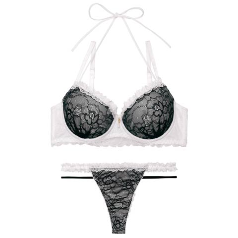 1/28新作!【Tバック】ブルームレーシィホルターネックブラジャー&バック透けTバックショーツ[推し][人気](ブラック-A65/ショーツM)