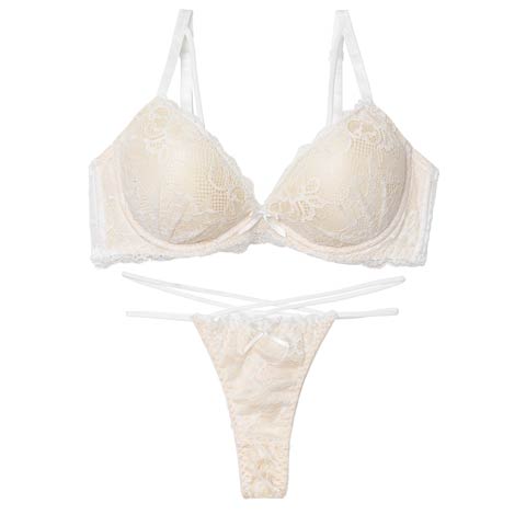 1/26新作!【Tバック】エターナルヌーディーレースブラジャー&バック透けTバックショーツ[推し][人気](ホワイト-A65/ショーツM)