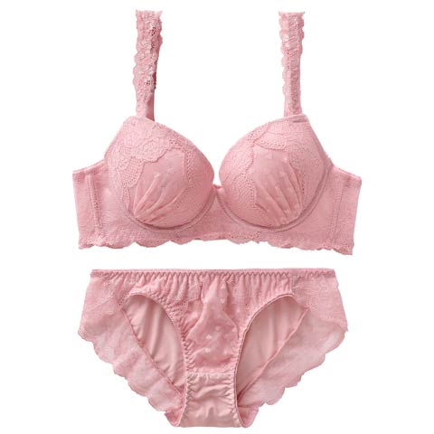 4/29新作!スウィートハートレーシィ育乳脇高ブラジャー&フルバックショーツ[推し][人気](ピンク-A65/ショーツM)