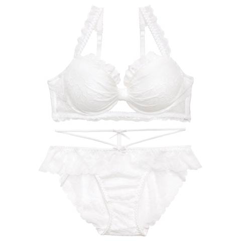 4/22新作!【かとゆり着用】ドーリーリボンコードブラジャー&バック透けフルバックショーツ[推し][人気](ホワイト-A65/ショーツM)