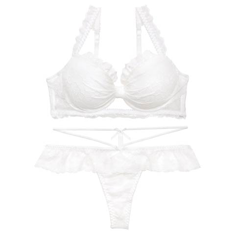 4/22新作!【Tバック】【かとゆり着用】ドーリーリボンコードブラジャー&バック透けTバックショーツ[推し][人気](ホワイト-A65/ショーツM)