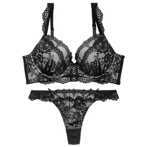 4/24新作!【Tバック】ビターレースアップ育乳脇高ブラジャー&Tバックショーツ[推し](ブラック-B65/ショーツM)