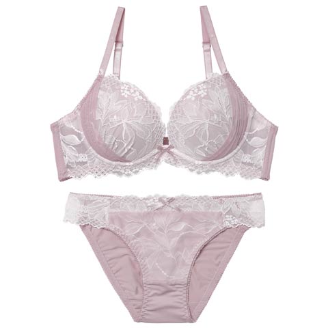 1/5新作!ボタニカルレースチュールブラジャー＆フルバックショーツ[推し][人気](ピンク-B65/ショーツM)