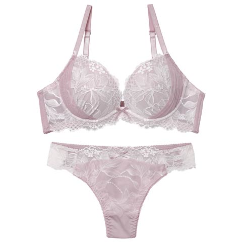 1/5新作!【Tバック】ボタニカルレースチュールブラジャー＆Tバックショーツ[推し][人気](ピンク-B65/ショーツM)