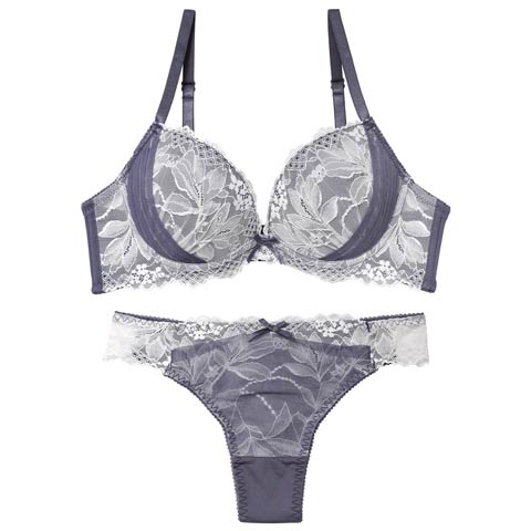 1/5新作!【Tバック】ボタニカルレースチュールブラジャー＆Tバックショーツ[推し][人気](ブルー-B65/ショーツM)