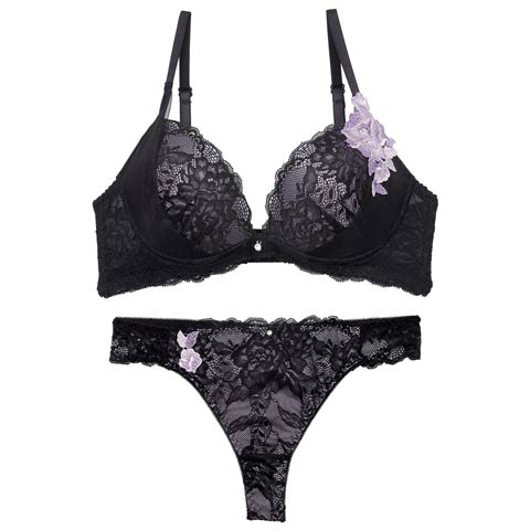 12/10新作!【Tバック】【三上悠亜着用】クラシックレーシィローズブラジャー&バック透けTバックショーツ[推し][人気](ブラック-B65/ショーツM)