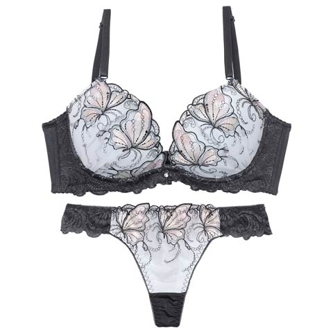 10/6新作!【Tバック】ミスティックバタフライ育乳ブラジャー&Tバックショーツ[推し][人気](ブルー-A70/ショーツM)