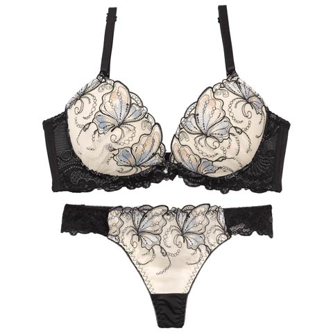 10/6新作!【Tバック】ミスティックバタフライ育乳ブラジャー&Tバックショーツ[推し][人気](クリーム-A70/ショーツM)