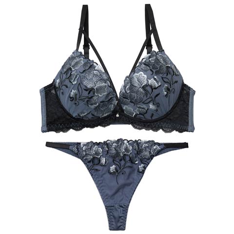 3/11新作!【Tバック】【三上悠亜着用】グロリアスコードフラワーブラジャー&Tバックショーツ[推し][人気](ブルー-B65/ショーツM)