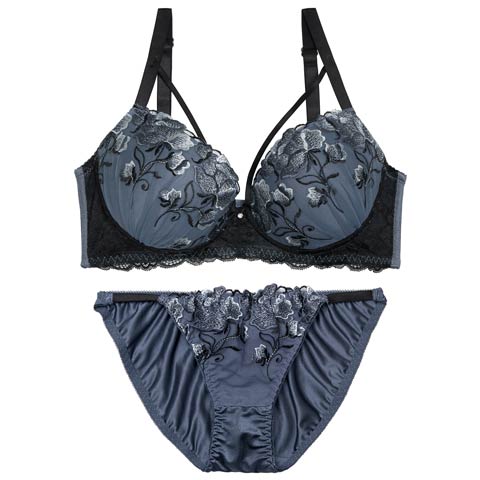 3/11新作!【EFサイズ】グロリアスコードフラワーブラジャー&フルバックショーツ[人気](ブルー-E70/ショーツM)