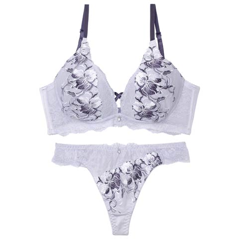 2/2新作!【Tバック】グレースクロスフラワー育乳脇高ブラジャー&Tバックショーツ[推し][人気](ライトグレー-A70/ショーツM)