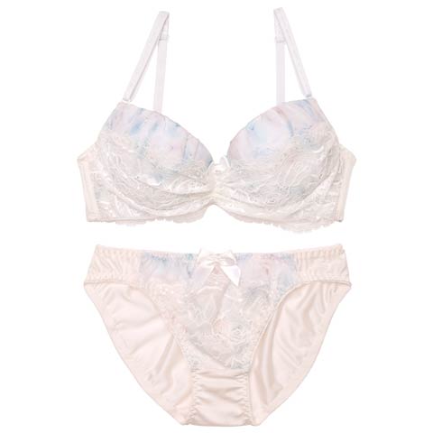 9/8新作!ドリーミーフローラルレースブラジャー&フルバックショーツ[推し][人気](サックス-A70/ショーツM)