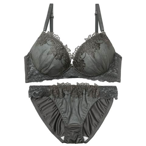 2/13新作!【三上悠亜着用】【EFサイズ】ブロッサムダークレースブラジャー&フルバックショーツ[推し](グリーン-E70/ショーツM)