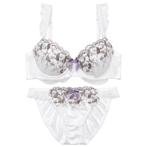 10/6新作!スウィートキャットフリルブラジャー&フルバックショーツ[推し][人気](ホワイト-A70/ショーツM)