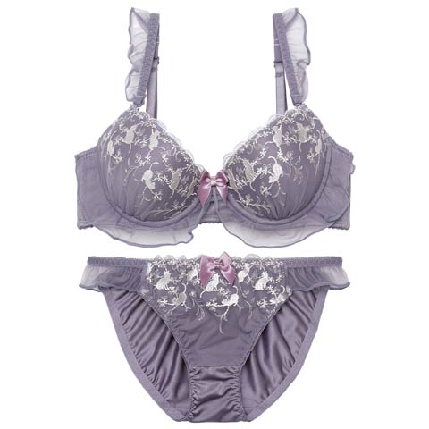 10/6新作!スウィートキャットフリルブラジャー&フルバックショーツ[推し][人気](ディープパープル-A70/ショーツM)