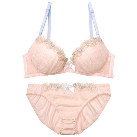 9/24新作!ミスティフルールラインブラジャー&フルバックショーツ[推し][人気](ピンク-A70/ショーツM)