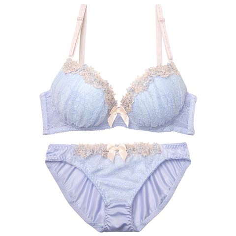 9/24新作!ミスティフルールラインブラジャー&フルバックショーツ[推し][人気](ブルー-A70/ショーツM)