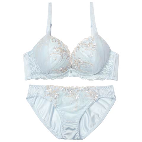 10/31新作!ルミエールフローラブラジャー&フルバックショーツ[推し][人気](サックス-A70/ショーツM)