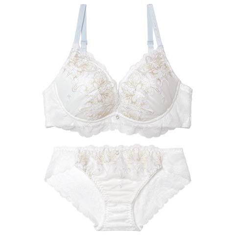 10/27新作!ルミナスティアラレースブラジャー&バック透けフルバックショーツ[推し][人気](ホワイト-A70/ショーツM)