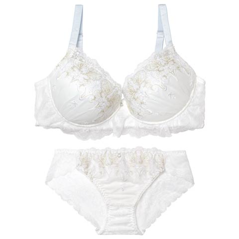 10/27新作!【EFサイズ】ルミナスティアラレースブラジャー&バック透けフルバックショーツ[推し][人気](ホワイト-E70/ショーツM)
