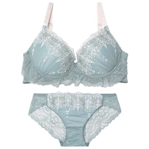 10/27新作!【EFサイズ】ルミナスティアラレースブラジャー&バック透けフルバックショーツ[推し][人気](グリーン-E70/ショーツM)