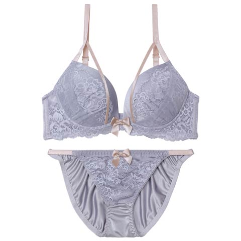 4/17新作!ダスティコードレースブラジャー&フルバックショーツ[推し](ブルーグレー-A70/ショーツM)