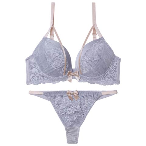 4/17新作!【Tバック】ダスティコードレースブラジャー&Tバックショーツ[推し](ブルーグレー-A70/ショーツM)
