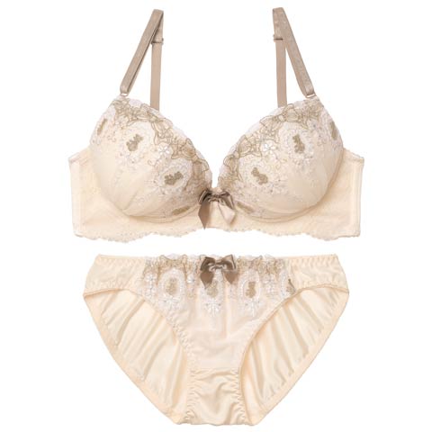 2/20新作!トゥインクルリボンベアブラジャー&フルバックショーツ[推し][人気](クリーム-A70/ショーツM)