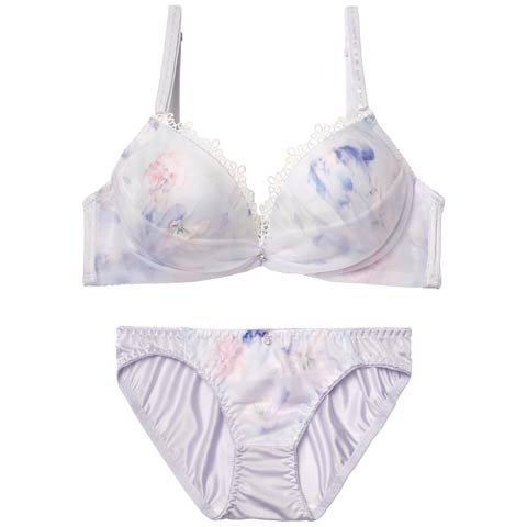 2/18新作!ミスティフローラルチュールブラジャー&フルバックショーツ[推し][人気](ブルー-A70/ショーツM)