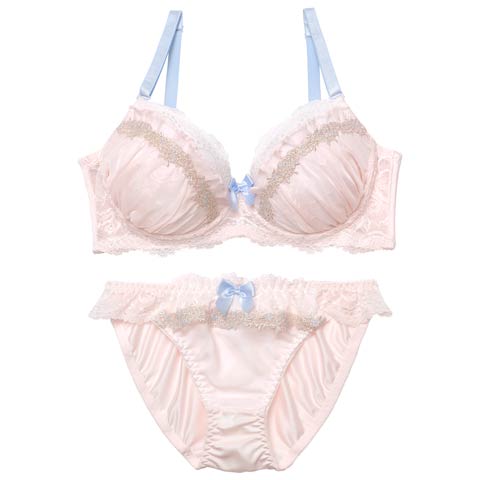 2/9新作!【EFサイズ】パステルスウィートフリルブラジャー&フルバックショーツ[推し](ピンク-E70/ショーツM)