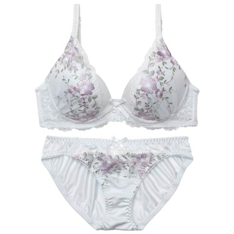 2/16新作!スウィートシアーフルールブラジャー&フルバックショーツ[推し][人気](サックス-A70/ショーツM)
