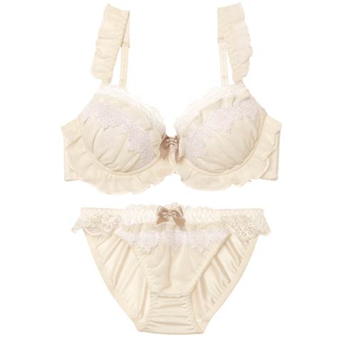 3/11新作!スウィートシフォンホイップブラジャー＆フルバックショーツ[推し][人気](アイボリー-A70/ショーツM)