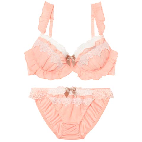 3/11新作!スウィートシフォンホイップブラジャー＆フルバックショーツ[推し][人気](ピンク-A70/ショーツM)