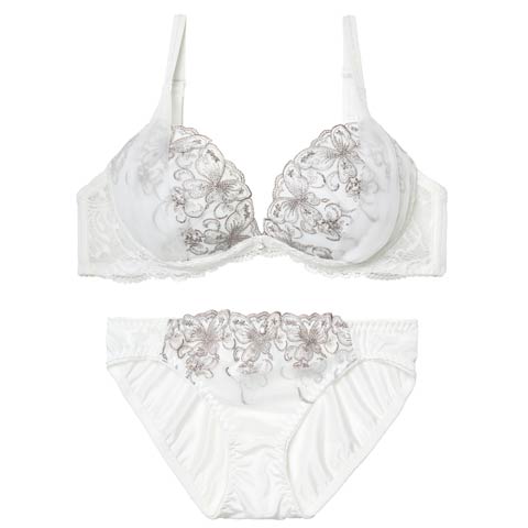 4/8新作!シックバタフライチュールブラジャー&フルバックショーツ[推し][人気](ホワイト-A70/ショーツM)
