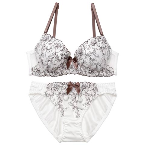 4/15新作!シャイニーリボンブルームブラジャー&フルバックショーツ[推し][人気](ホワイト-A70/ショーツM)