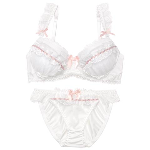 4/3新作!ミルキーエンジェルレーシィブラジャー&フルバックショーツ[推し](ホワイト-A70/ショーツM)