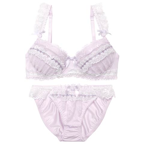 4/3新作!ミルキーエンジェルレーシィブラジャー&フルバックショーツ[推し](ラベンダー-A70/ショーツM)