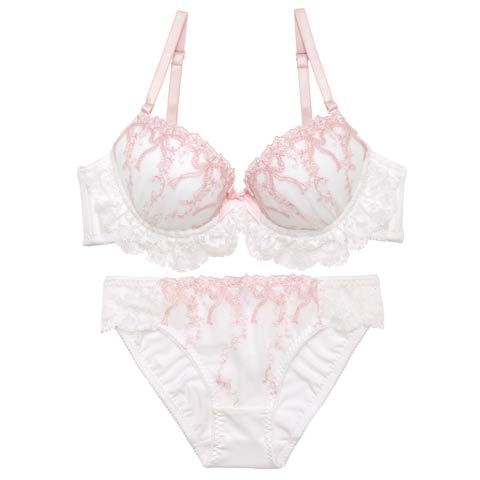 4/27新作!フェアリーリボンフリルブラジャー&フルバックショーツ[推し][人気](ホワイト-A70/ショーツM)