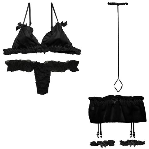 5点SET】ガーリーフリルシフォンブラジャー&Tバックショーツ