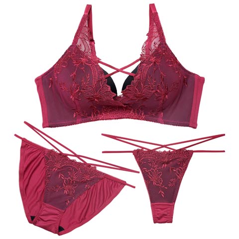 2/6新作!【EFサイズ】【3点セット】【三上悠亜着用】アリュールレーシィコード育乳脇高ブラジャー&フルバックショーツ&Tバックショーツ[推し](ローズ-E65/ショーツM)