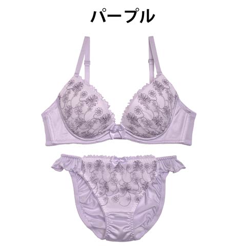 【Dolce Fiora】パルテールブラジャー&フルバックショーツ(パープル-B65/ショーツM)