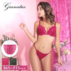 【Granatus】2wayパッド付シックレースブラジャー＆バック透けフルバックショーツ