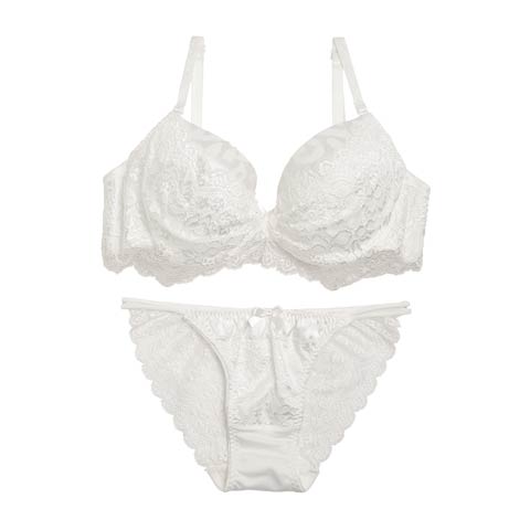 【三上悠亜ちゃん着用】カバーレースxレオパ柄サテンブラジャー&バック透けフルバックショーツ[1250DRW](ホワイト-A65/ショーツM)