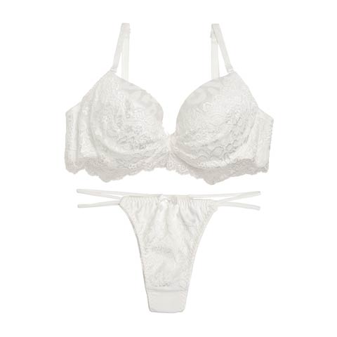 【三上悠亜ちゃん着用】カバーレースxレオパ柄サテンブラジャー&バック透けTバックショーツ[1250DRW](ホワイト-A65/ショーツM)