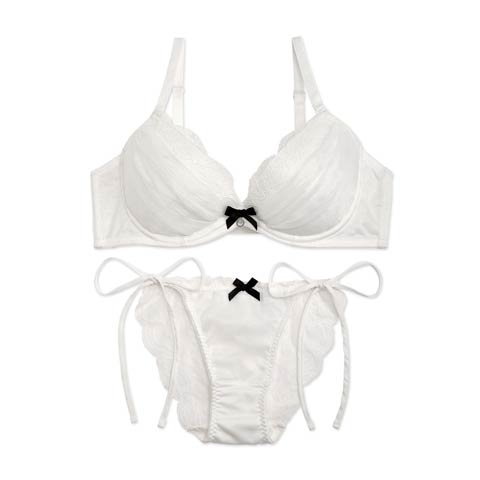 【三上悠亜ちゃん着用】【EFサイズ】ドレッシーフェアリーブラジャー＆サイド紐バック透けショーツ(ホワイト-E65/ショーツM)