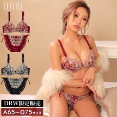 2wayパッド付ゴージャスラメ刺繍ブラジャー&サイド紐フルバックショーツ[1250DRW]