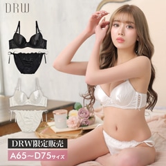 リボンレースアップブラジャー＆サイド紐フルバックショーツ[プチプラ]