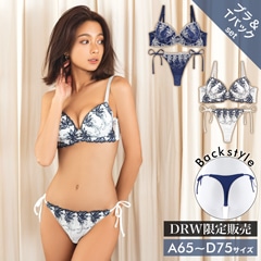 エレガントビジューエンブロイダリーブラジャー＆サイド紐Tバックショーツ[プチプラ]