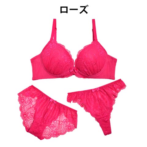 3点セット】セクシー総レースブラジャー&バック透けフルバック&T