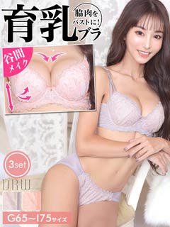 お得っ♥６点セット★ ★ブラ＆ビキニ 3点セット】【GHIサイズ】ファンシースカラップ育乳脇高